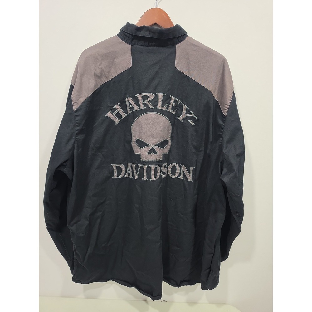Harley Davidson Mens 4XL Long Sleeve Button Up Shirt Willie G Skull Patch Logo